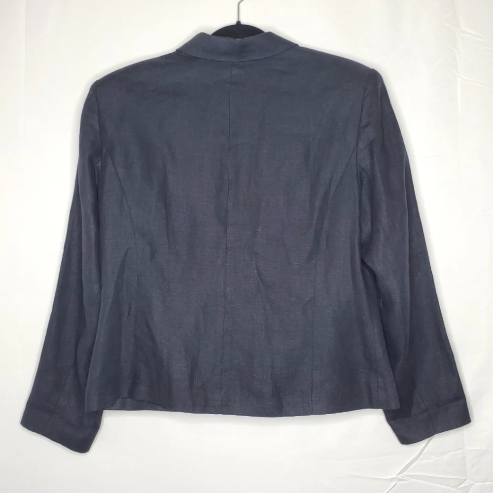 Talbots Irish Linen Black Jacket Size 16 Zip Up Long Sleeve Lined  Blazer Office